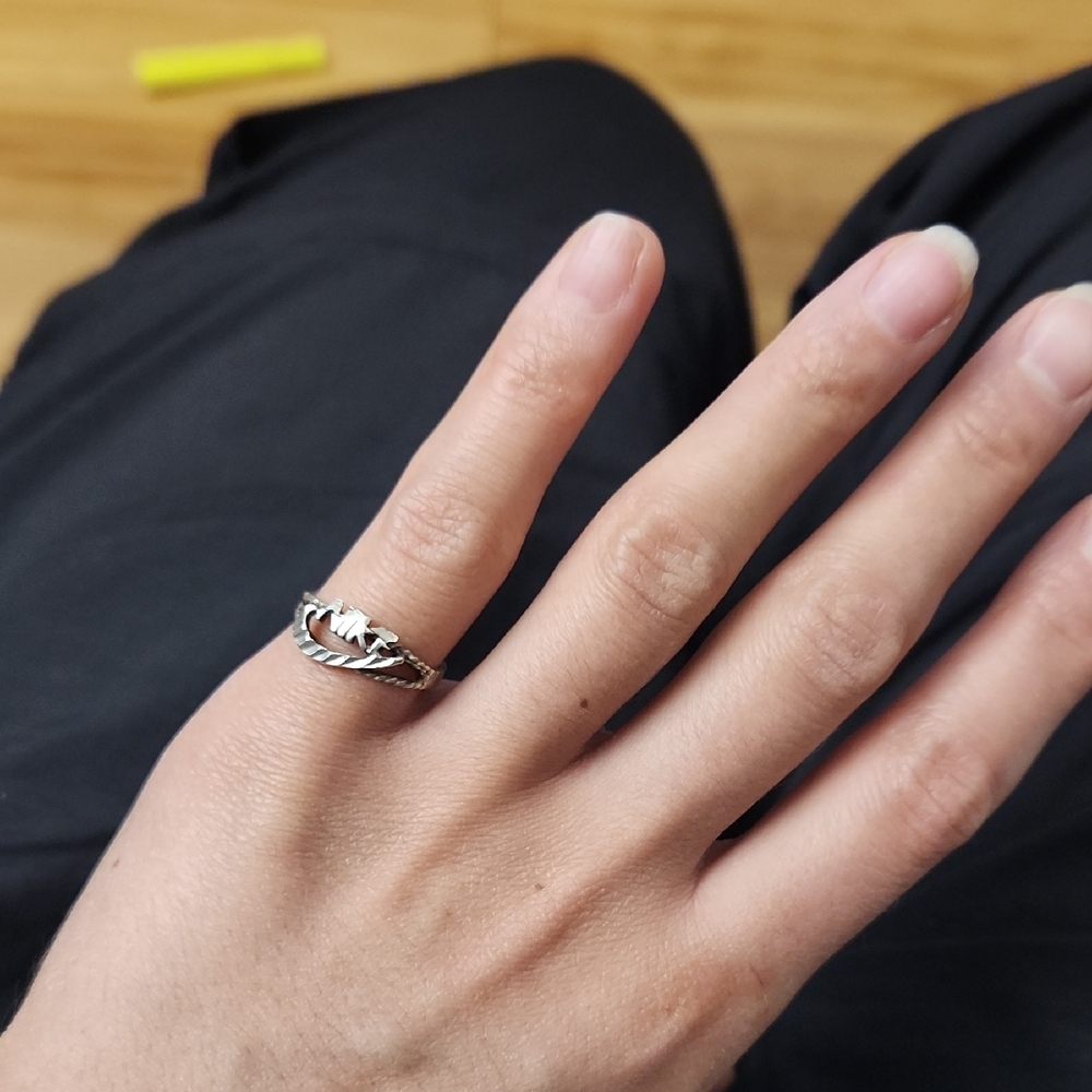 Abstract Custome "NIKE" Silver Ring With Rope Detail